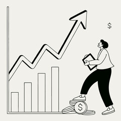 Clean flat style financial line chart graphic