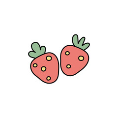 Hand drawn red strawberry with a drop