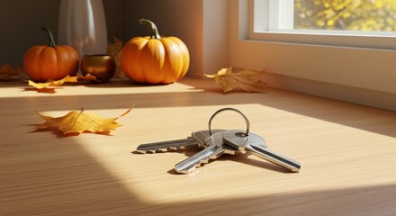 Autumn Home Keys A Cozy Seasonal Image of New Beginnings and Fall