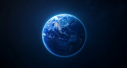 Fototapeta premium Earth seen from space with illuminated city lights at night