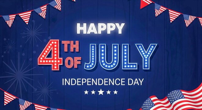 Happy 4th of July! Celebrate Independence Day with Festive Decorations and Fireworks - Powered by Adobe