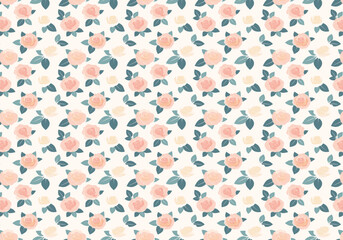 手描き風のレトロな花柄シームレスパターン