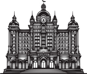 The Grand Aurelia Hotel Luxury Landmark Vector Illustration