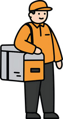 Friendly Delivery Person Carrying Package, Illustration