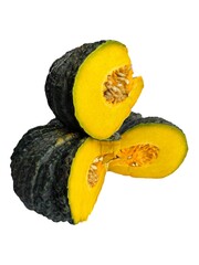 A whole green pumpkin isolated on a white background. This clean and minimalistic studio shot highlights the natural color, texture, and organic shape of the vegetable, making it ideal for topics rela