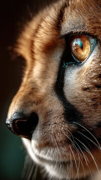 Gros plan artistique sur le profil d'un chat avec oeil ambre