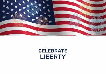 Fototapeta premium American Flag Fireworks Celebrate Liberty and Independence Day