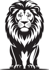 Obraz premium Black and White Lion Head Vector Illustration for Animal Mascot Tattoo or Wild Predator Art