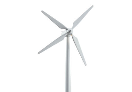 Isolated White Wind Turbine Generating Clean Renewable Energy