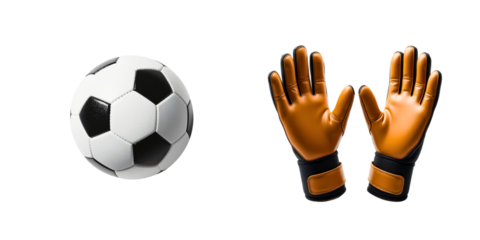 Soccer Ball and Goalkeeper Gloves Isolated
