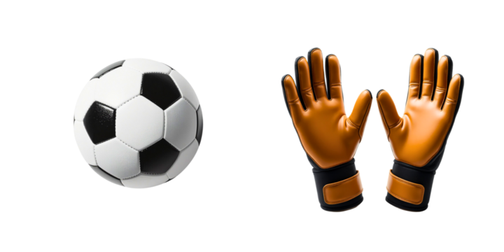 Soccer Ball and Goalkeeper Gloves Isolated
