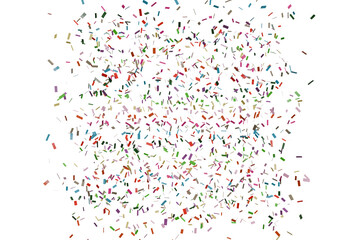 multicolored explosion of small, rectangular, pixelated fragments against. The fragments vary in...