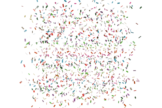 multicolored explosion of small, rectangular, pixelated fragments against. The fragments vary in size, color, and orientation, creating a sense of dynamic movement and energy. 