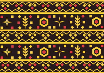 Ethnic Tribal Pattern with Geometric Shapes and Abstract Elements in Warm Tones
