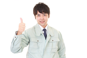 作業服を着た男性