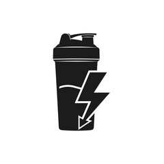 Protein shake icon, energy drink bottle, protein shaker vector isolated on white background