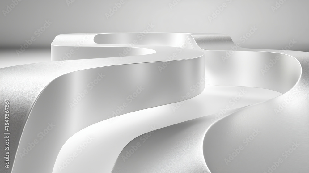 Poster flowing abstract sculpture with smooth, polished surfaces creates sense of movement and elegance in 