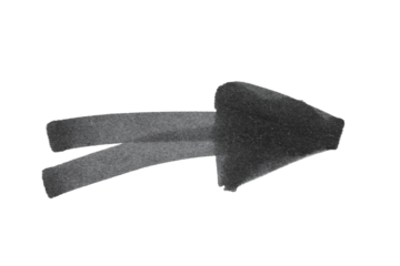 black hand-drawn arrow isolated on white or transparent png