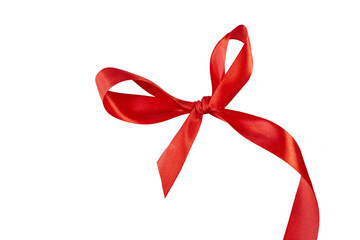 red ribbon bow isolated on white or transparent png