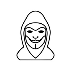 hacker anonymous mask icon on white background  .svg
