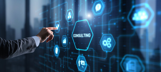 Icon Business consulting concept on the virtual screen