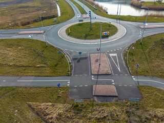 End of N457 with imcomplete roundabout for future verlengde Vredenburglaan in Waddinxveen
