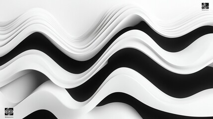 Abstract wavy forms in white and black