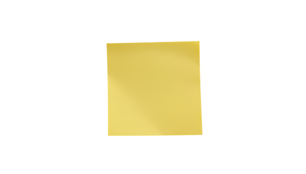 Yellow Sticky Post-It Note Isolated on Transparent Background – Office Stationery PNG