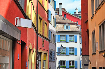 Street with old houses in Zurich Switzerland