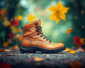 Tan Leather Hiking Boot &ndash; Matte Finish with Black Laces and Metal Eyelets