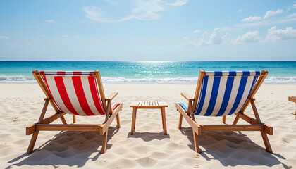 Fototapeta premium Set of Beach Lounge Chairs – Recreation Tourism Concept