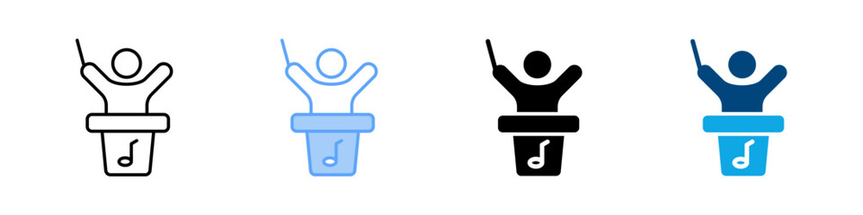 Orchestra Icon Set Multiple Style. Designed In Outline, Blue, Glyph, Dual Tone © San D