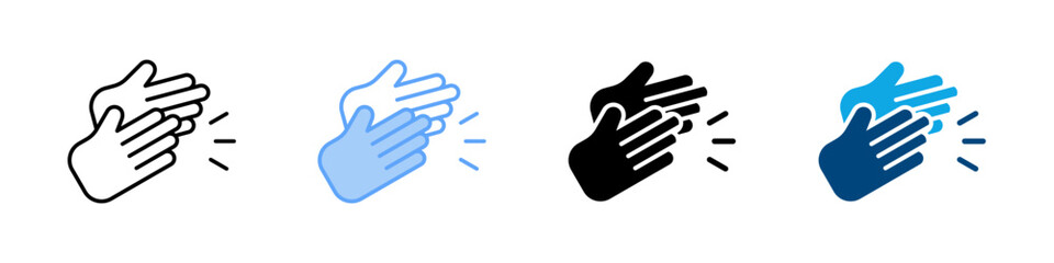Clapping Icon Set Multiple Style. Designed In Outline, Blue, Glyph, Dual Tone