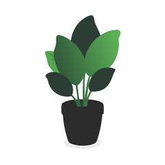 Modern Flat Potted Houseplant Icon Vector Illustration