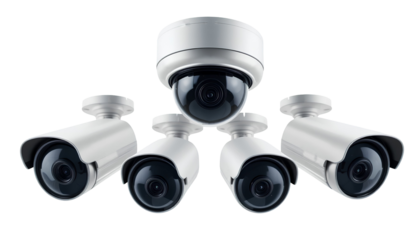 Set of Hidden Video Cameras for Surveillance Isolated on Transparent Background – Security Monitoring PNG