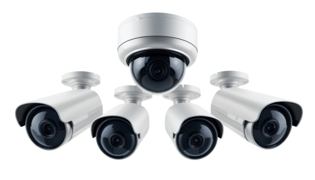 Set of Hidden Video Cameras for Surveillance Isolated on Transparent Background – Security Monitoring PNG