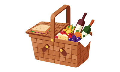 basket with wine