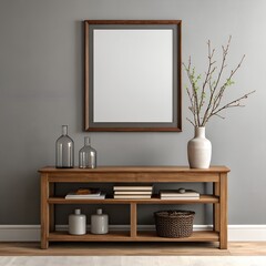 Frame Mockup , Modern Wall in Living Room Interior – ISO A Paper Poster Size, 3D Render Design	