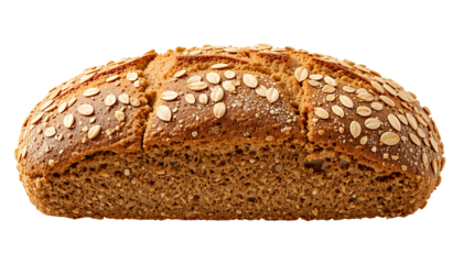Rustic Multigrain Baked Bread Loaf with Oat Toppings Isolated on Transparent Background – Artisan Bakery PNG