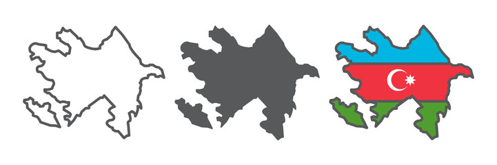 Map of Azerbaijan icon collection, country and geography, Azerbaijan map sign vector set graphics, editable stroke linear icon, eps 10