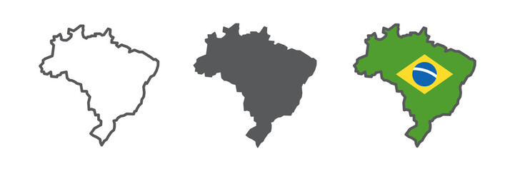 Map of Brazil icon collection, country and geography, brazil map sign vector set graphics, editable stroke linear icon, eps 10