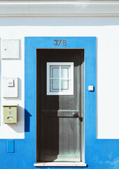 Colorful doors of a city on the Atlantic coast in Portugal