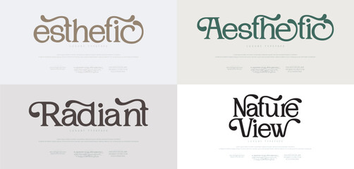 Elegant modern and luxury alphabet font logo. Typography vintage classic lettering serif italic fonts decorative wedding vintage retro logos. vector illustration
