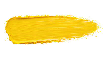 yellow Paint Stroke Isolated on Transparent Background – Artistic Brush Mark PNG