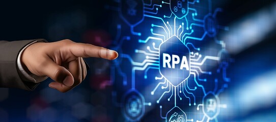 RPA Robotic process automation. Business optimisation innovation concept