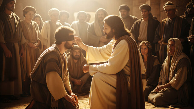 J&eacute;sus gu&eacute;rissant l'aveugle