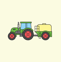 Tractor with Sprayer, Farm Field, Digital Illustration, Outdoor, Side View, Farming Concept