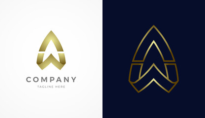 Initial Letter AW Logo Design, stylish and luxury golden letter AW with two style design and color, usable for brand and company logos, vector illustration