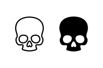 Skull icon. Symbol of poison and danger. Pirate flag attribute. Human skull flat icon for games and websites