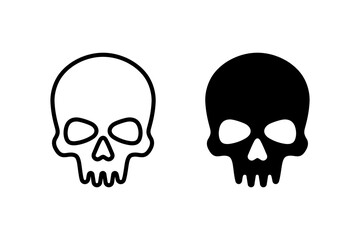 Death skull or human skull flat icon. Symbol of poison and danger. Pirate symbol